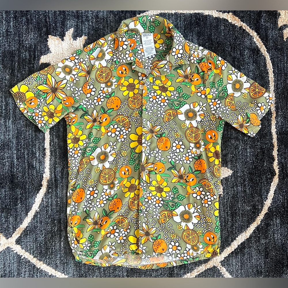 Walt Disney World Vault 50th Orange Bird Citrus Orange Button Down Shirt XS